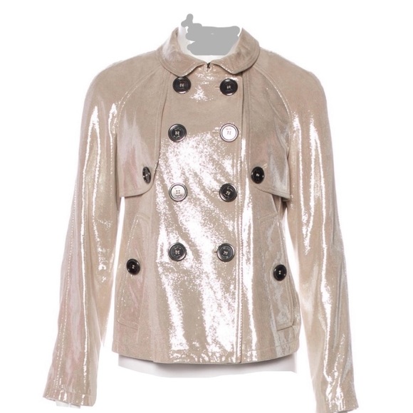 Burberry metallic lambskin leather short jacket 6 - Picture 1 of 15